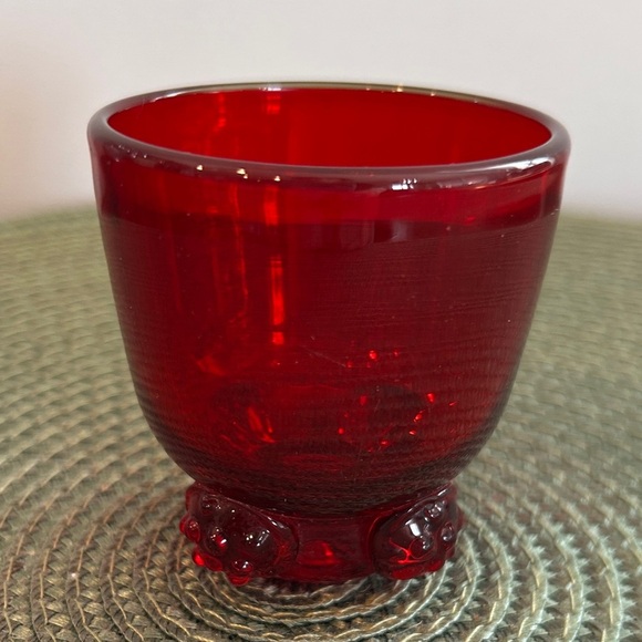 Blenko Applied Rosette Ruby Red Whiskey Tumblers or Shot Glass in pristine shape - Picture 1 of 8